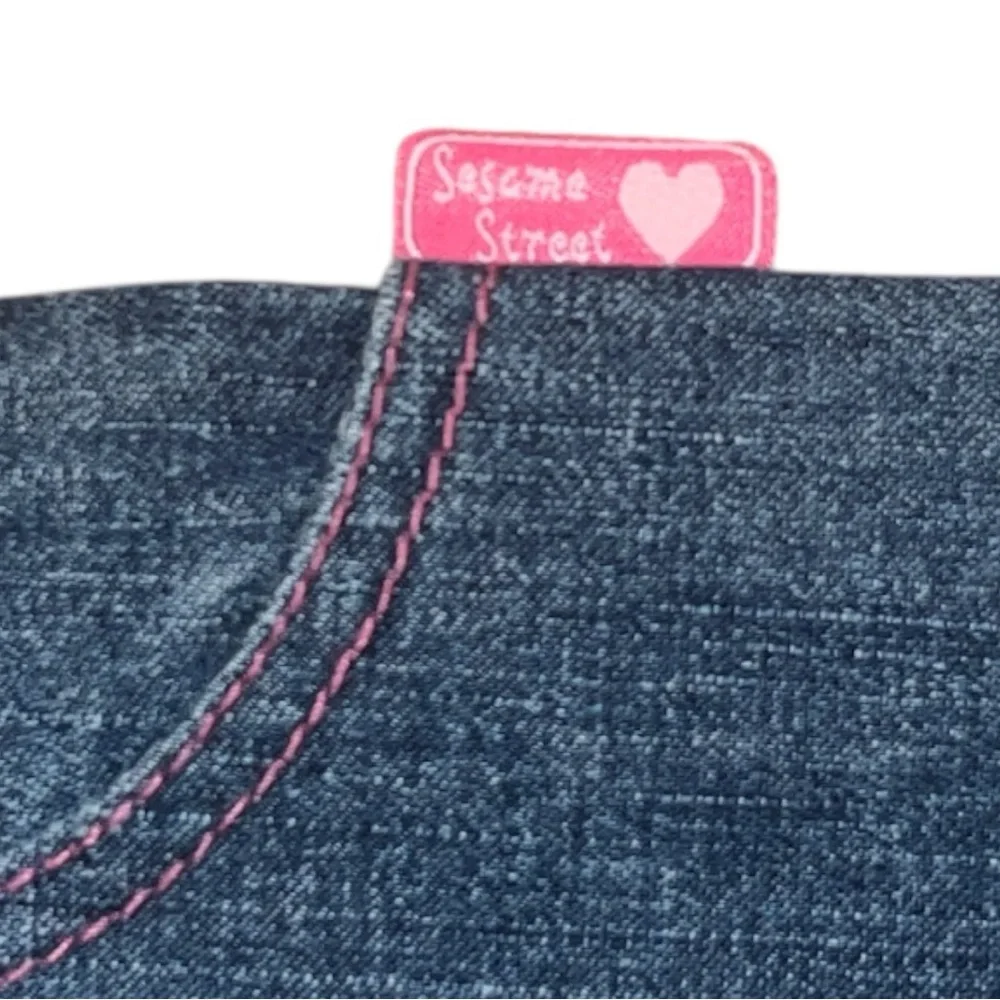 Sesame‎ Street Girls Toddler Blue Jeans Wide Leg Comfort Elastic Waist Pants 4T